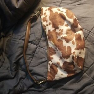 Brown and White Cow Print Women's Bag